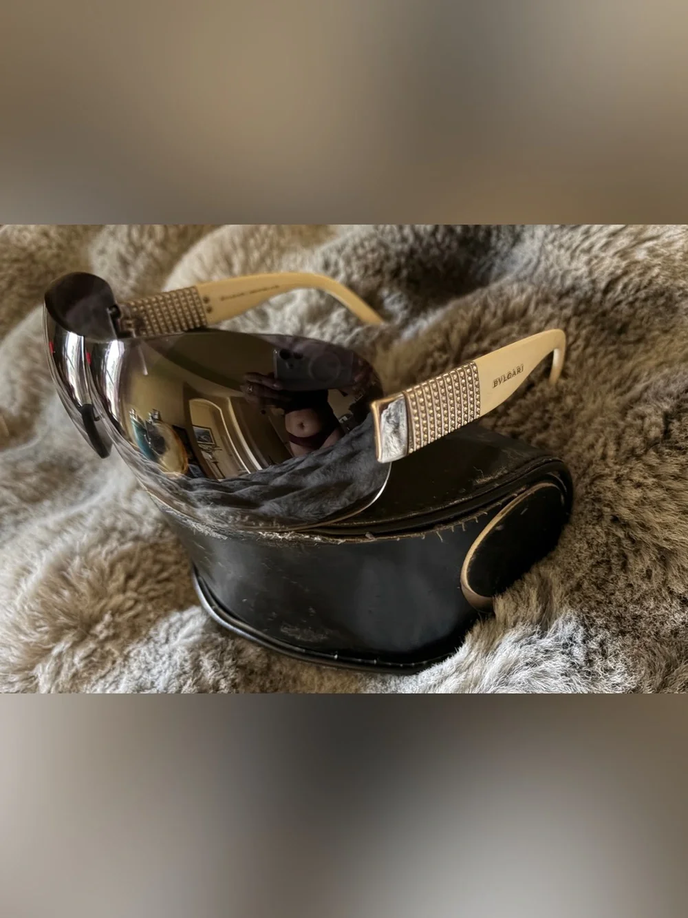 BVLGARI White and Brown woman Shield Sunglasses - Designer Made in Italy